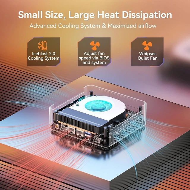 Alt view image 6 of 7 - GEEKOM High Speed AX8 Max Mini PC with AMD Ryzen 7 8745HS Dual 2.5GbE LAN Port, 32GB DDR5, 1TB NVMe SSD, Radeon 780M, Quad Display, USB4.0(40Gbps), Big Fan Cooling Quiet Office Gaming