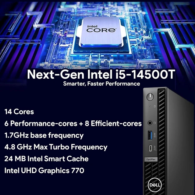 Alt view image 3 of 7 - Dell OptiPlex 7020 MFF i5-14500T 16GB DDR5 512GB SSD Business Mini PC