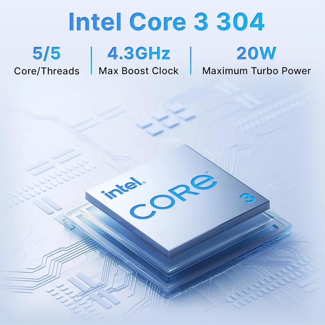 Alt view image 3 of 7 - wo-we Ai Mini PC Wildcat Lake Intel core 3 304 8GB LPDDR5 256GB TLC SSD