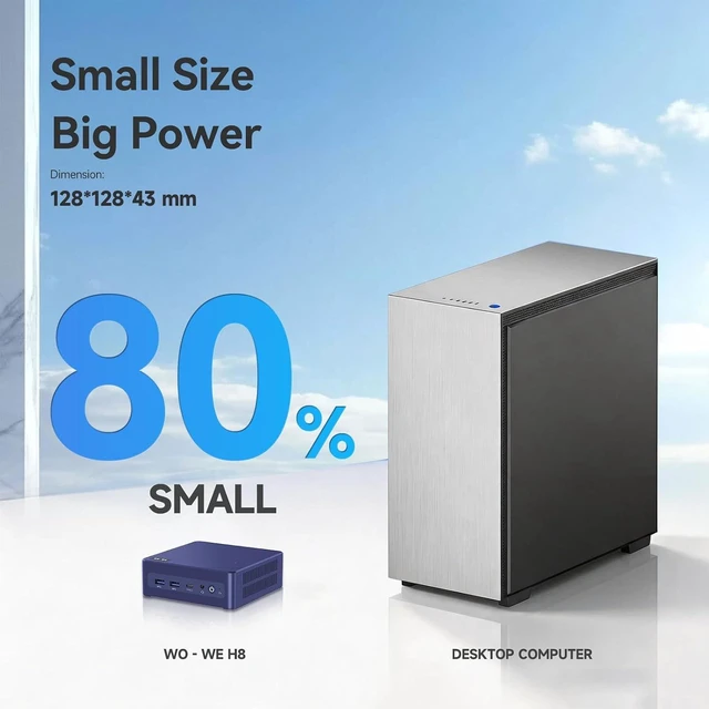 Alt view image 6 of 7 - wo-we Ai Mini PC Wildcat Lake Intel core 3 304 8GB LPDDR5 256GB TLC SSD