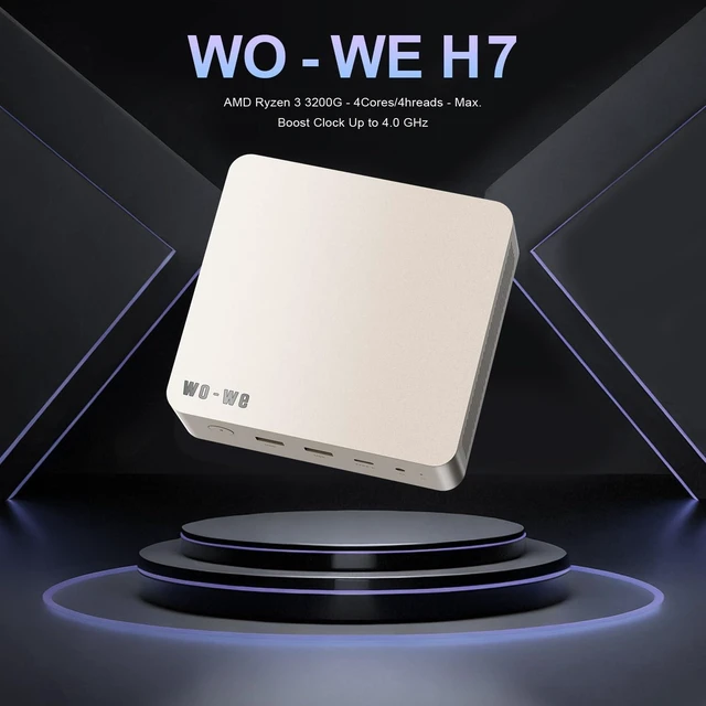Alt view image 2 of 7 - wo-we H7 Mini PC AMD Ryzen 3 3200G AM4 Upgradeable CPU,8GB 256GB,2×2.5G LAN