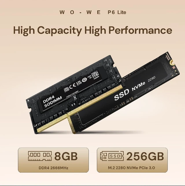 Alt view image 7 of 7 - wo-we Mini PC AMD Ryzen 5 3500U (Beat N150) 8GB RAM 256GB SSD OS 11-PRO