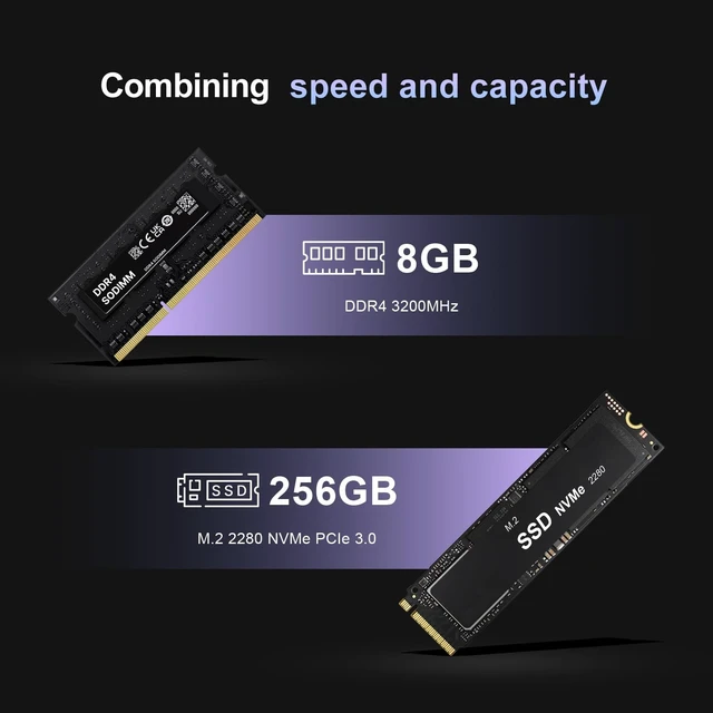 Alt view image 5 of 7 - wo-we H7 Mini PC AMD Ryzen 3 3200G AM4 Upgradeable CPU,8GB 256GB,2×2.5G LAN