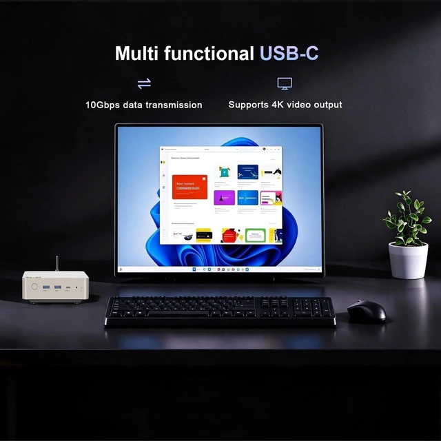 Alt view image 6 of 7 - wo-we H7 Mini PC AMD Ryzen 3 3200G AM4 Upgradeable CPU,8GB 256GB,2×2.5G LAN