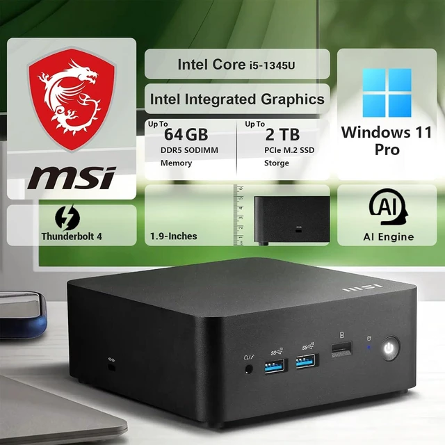 Alt view image 2 of 7 - MSI Cubi NUC Business MFF Desktop, Intel Core i5-1345U, 16GB DDR5 + 512