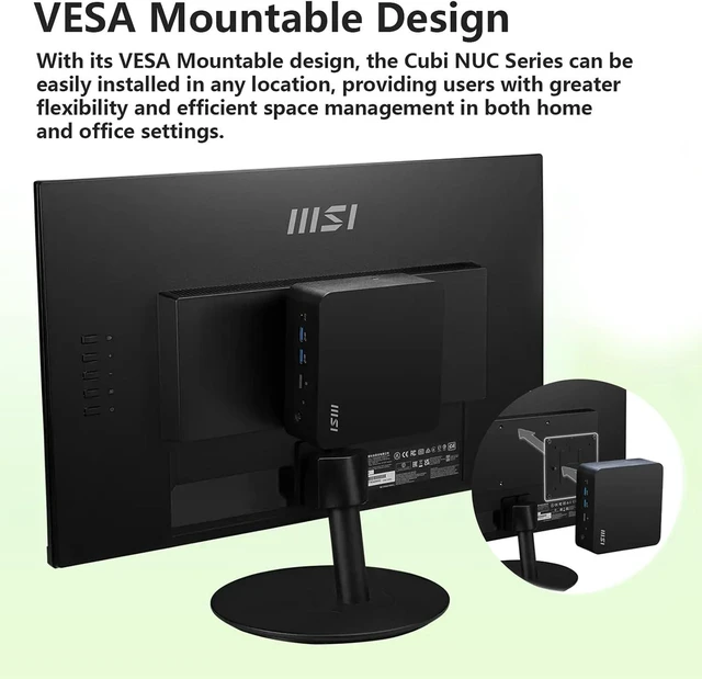 Alt view image 4 of 7 - MSI Cubi NUC Business MFF Desktop, Intel Core i5-1345U, 16GB DDR5 + 512