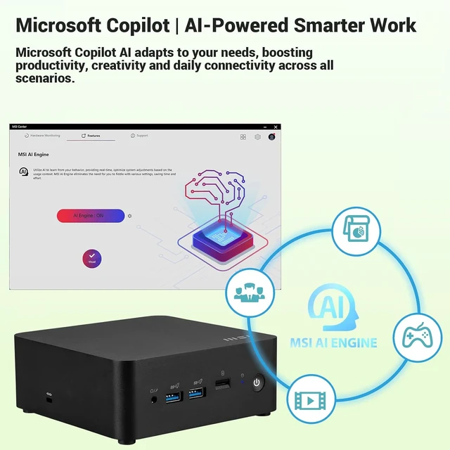 Alt view image 5 of 7 - MSI Cubi NUC Business MFF Desktop, Intel Core i5-1345U, 16GB DDR5 + 512