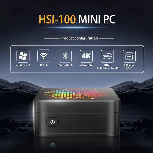 Alt view image 2 of 7 - RUPA HSI-N100 Mini Pc Windows 11, N100 Mini PC 12GB DDR4 RAM 512GB 2.5''SSD, Micro PC Support Real 4K HDR 10+ Triple Display, WiFi6, BT5.2, USB3.0, Gigabit Ethernet Mini Computer for Home/Office