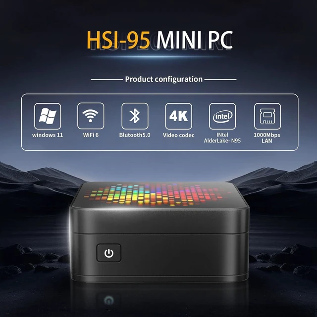 Alt view image 2 of 7 - RUPA HSI-N95 Mini Pc Windows 11, N95 Mini PC 16GB DDR4 RAM 512GB 2.5''SSD, Micro PC Support Real 4K HDR 10+ Triple Display, WiFi6, BT5.2, USB3.0, Gigabit Ethernet Mini Computer for Home/Office