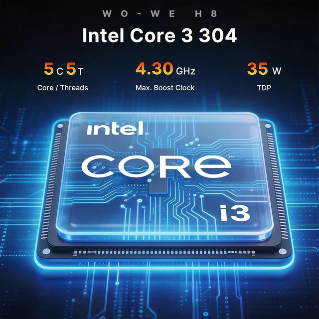 Alt view image 3 of 7 - wo-we Wildcat Lake AI Mini PC Intel Core 3 304 6400MHZ LPDDR5, AI 24 TOPS