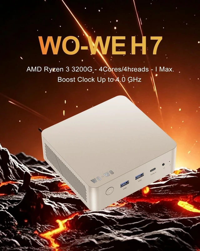 Alt view image 2 of 7 - wo-we H7 Mini PC AMD Ryzen 3 3200G 8GB 256GB, AM4 Socket, 65W Full Power