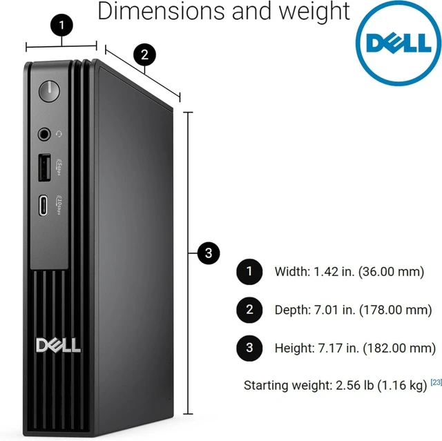 Alt view image 7 of 7 - Dell Pro Micro QCM1250 Mini Desktop (New OptiPlex Version), 14th Gen i5-14500T (14 Cores, Up to 4.8GHz), HDMI+DP Dual Monitor Support, USB-C, Wi-Fi 6E, Windows 11 Pro (16GB RAM