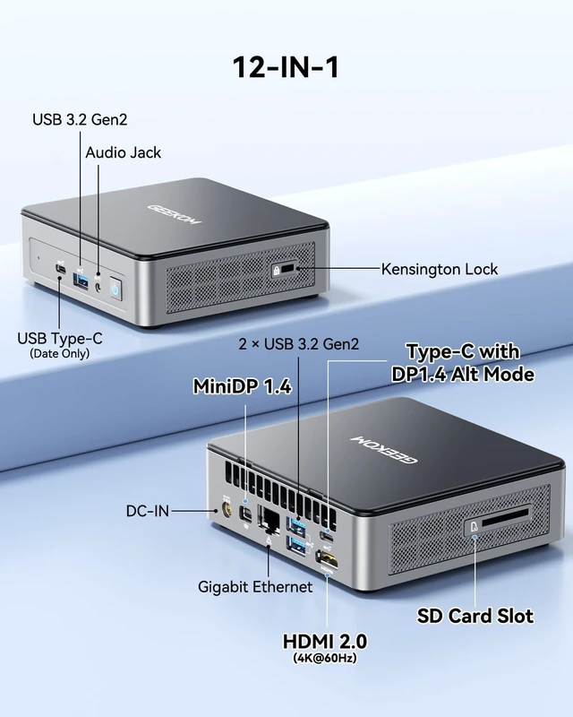 Alt view image 6 of 7 - GEEKOM Air11 Mini PC, Intel N5095, 8GB RAM/256GB NVMe SSD