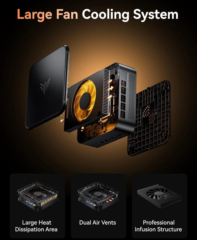 Alt view image 6 of 7 - KAMRUI Mini PC, AMD Ryzen 7 5700U Mini Gaming Computers(8C/16T, Max 4.3GHz), 32GB RAM 1TB SSD Micro Desktop Computer, Triple Display, WiFi 6, BT5.2, 1Gbps LAN, Small PC Office Home