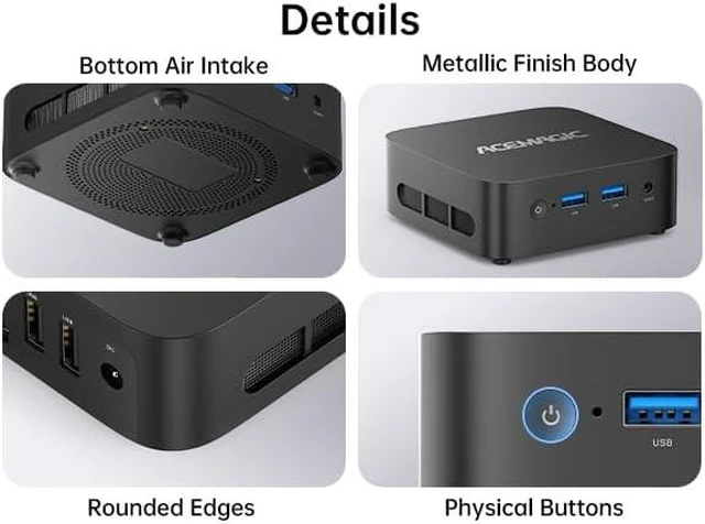 Alt view image 7 of 7 - ACEMAGICIAN V1 Mini PC 8GB DDR4 RAM 256GB Twin Lake N150 M.2 SSD Mini Desktop Computer(Beat N100/N95) Micro PC,Small PC 2.4G/ 5.0G WiFi 4K Dual Display/HDMI/LAN/BT for Business/Home/Office Black