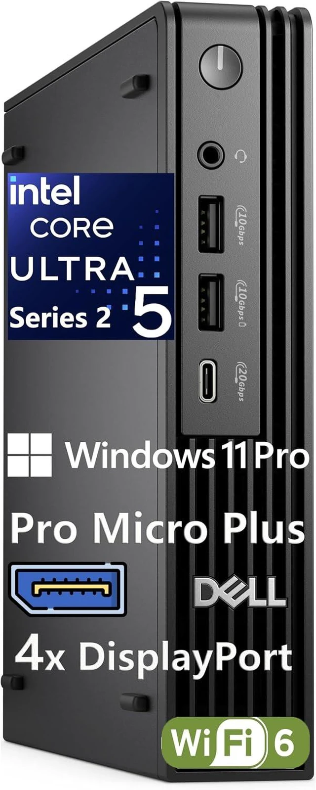 Main image of Dell Micro Mini Desktop, Next Gen OptiPlex 7000 7020 MFF, AI Copilot+ PC, Intel Ultra 5 235T (13 Tops NPU, 14 cores), 16GB DDR5, 512GB SSD, 3X DP, Bluetooth, WiFi 6, Windows 11 Pro
