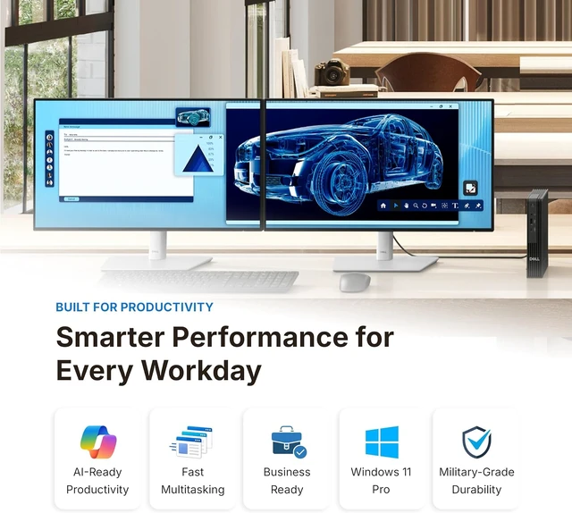 Alt view image 5 of 7 - Dell Pro Micro Mini Business Desktop Computer, Next-Gen OptiPlex, Intel Core Ultra 5 235T Processor, 16GB DDR5 RAM, 1TB SSD, Dual 4K Display Support, WiFi 6E, USB-C, KB & Mouse, Windows 11 Pro
