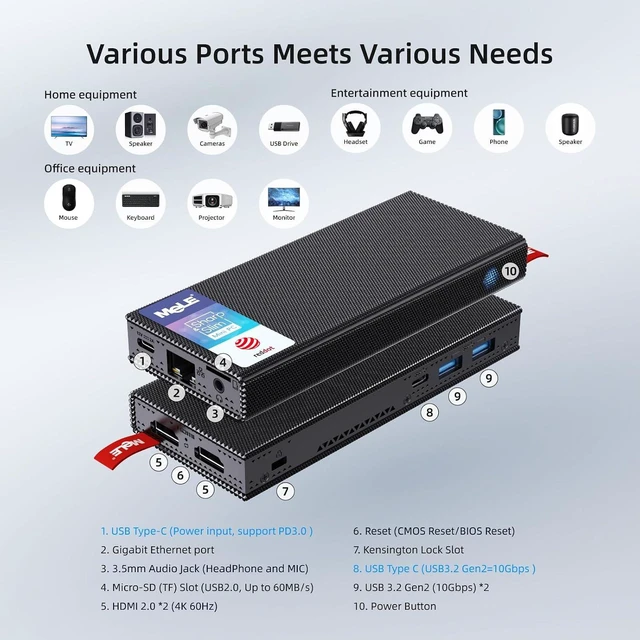 Alt view image 5 of 7 - MeLE Fanless Mini PC Stick PCG02 Pro N100 8G 128G Win 11 Pro Business-Grade