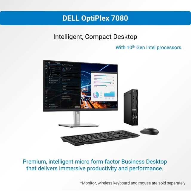 Alt view image 3 of 6 - DELL OptiPlex 7000 Series 7080 Micro Form Factor Mini Business Desktop, Intel Core i5-10500T Processor, 32GB RAM, 1TB PCIe SSD, DisplayPort, RJ45, Wi-Fi 6, Type-C, Bluetooth, Windows 11 Pro, Black