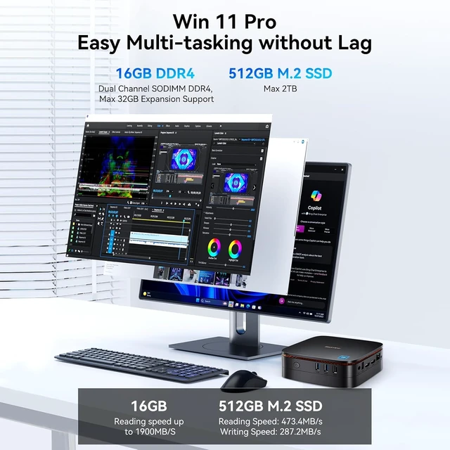 Alt view image 7 of 7 - Blackview MP60 Mini PC Intel Twin Lake N150 (Upgraded N100) Mini Computers, 16GB RAM 512GB SSD, Mini Desktop Computer Support 4K Dual HDMI Display/Dual WiFi/BT4.2/USB3.2/Home/Office