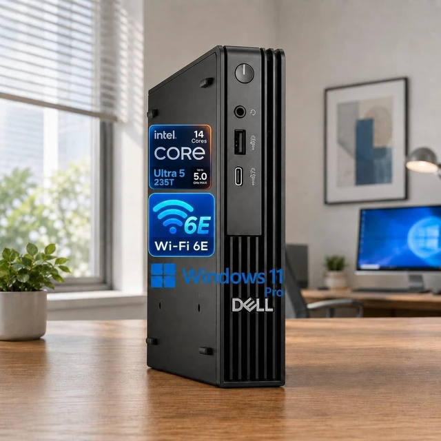 Main image of Dell Pro Micro QCM1250 Mini Desktop (New OptiPlex Version), Intel Core Ultra 5 235T (14 Cores, Up to 5.0GHz), 16GB DDR5 RAM, 512GB SSD + 500GB External Drive,HDMI + DisplayPort, Wi-Fi 6E, Win 11 Pro