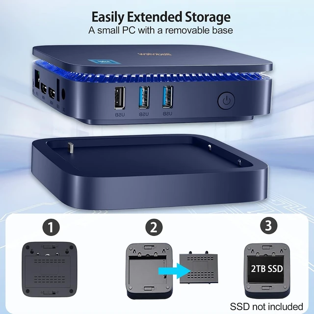 Alt view image 6 of 7 - Blackview Mini PC, Intel 12th N95 Mini Desktop Computers, 16GB DDR4 RAM 512GB M.2 SSD Micro Computer Support Dual 4K UHD, Dual WiFi, BT4.2, Gigabit Ethernet
