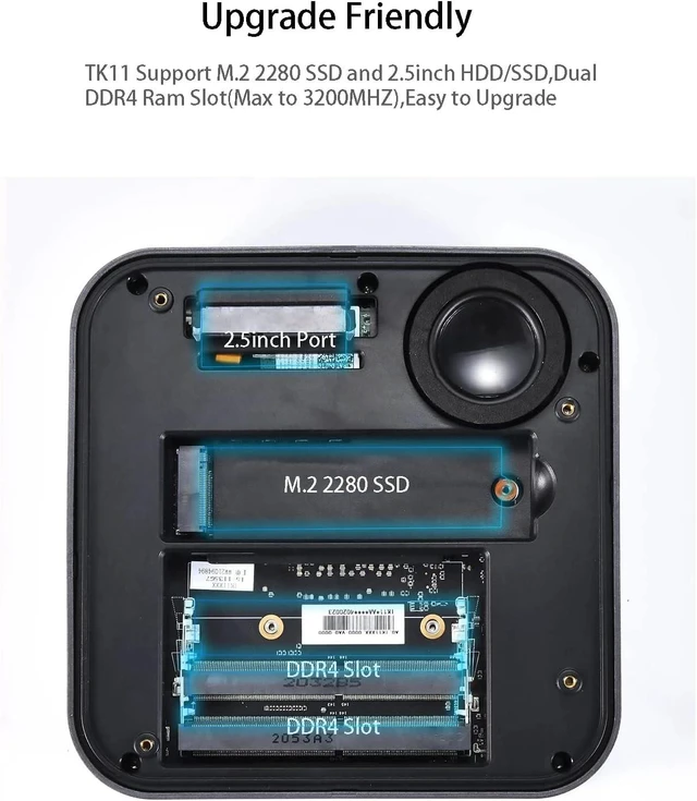 Alt view image 5 of 7 - KAMRUI Thin Client Mini PC 11th Intel 4-Core i5-1135G7 Iris Xe Graphics 16GB DDR4 RAM 1TB NVMe SSD WiFi AX BT HDMI DP Thunderbolt4 RJ-45 Fingerprint Build-in Speaker Windows 11 Pro