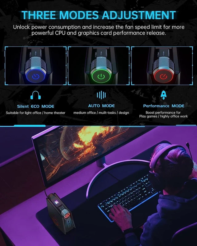 Alt view image 2 of 7 - KAMRUI Thin Client Mini PC AMD 8-Core Ryzen 7 5800U Radeon Graphics 32GB DDR4 RAM 1TB NVMe SSD WiFi AX BT HDMI DP USB-C w/DP RJ-45 RGB Control 3 Adjustable Mode Windows 10 Pro, silver, AMR5-5800U