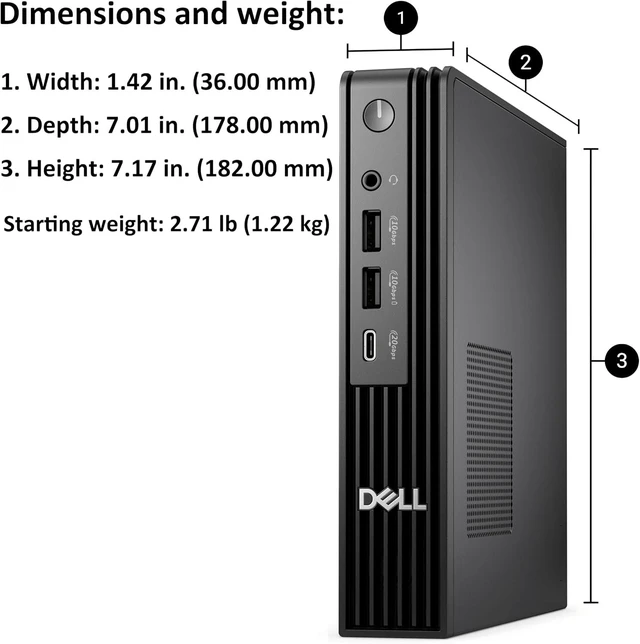 Alt view image 4 of 7 - Dell Pro Micro Mini Desktop, AI PC with Intel Core Ultra 5 235T (14-Core, 13 Tops NPU), 16GB DDR5 RAM, 512GB PCIe SSD, WiFi 6, Windows 11 Pro - for Business Office Home & Multi-Monitor Workstations