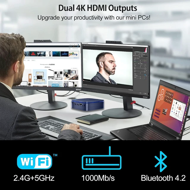 Alt view image 4 of 7 - Blackview Mini PC, Intel 12th N95 Mini Desktop Computers, 16GB DDR4 RAM 512GB M.2 SSD Micro Computer Support Dual 4K UHD, Dual WiFi, BT4.2, Gigabit Ethernet