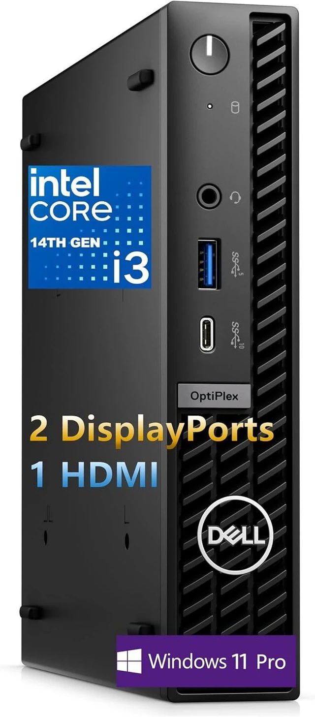 Main image of Dell 2026 OptiPlex 7000 MFF Mini PC Business Desktop Computer, 14th Gen Intel Core i3-14100T, Copilot AI, 8GB DDR5 RAM, 256GB PCIe SSD, WiFi 6E, HDMI, RJ-45, Type-C, DisplayPort, Windows 11 Pro