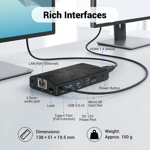Alt view image 5 of 7 - Fanless Mini PC Stick, Win 11 Pro Celeron J4105 8GB RAM 128GB eMMC Micro Desktop Computer, Full Functional Type-C, RJ45 Gigabit Ethernet 4K 60Hz, WiFi BT 5, HDMI 2.0 for Business, Office, IoT, Home