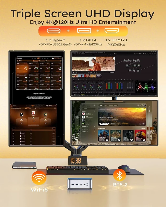 Alt view image 7 of 7 - Glorlin AT103 Mini PC Intel Core 3 100U 16GB DDR4 512GB SSD HDMI DP USB 3.2