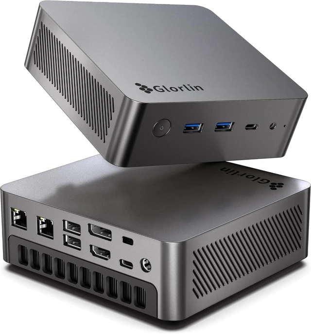 Main image of Glorlin AI Mini PC AMD Ryzen 7 Pro 8845HS CPU (Max 5.1GHz, 8C/16T) Radeon 780M Graphics Compact Gaming PC 16GB DDR5 RAM 500GB SSD Small Desktop Computer Dual 2.5GLAN 4K HDMI DP WiFi 6 BT 5.3 Office