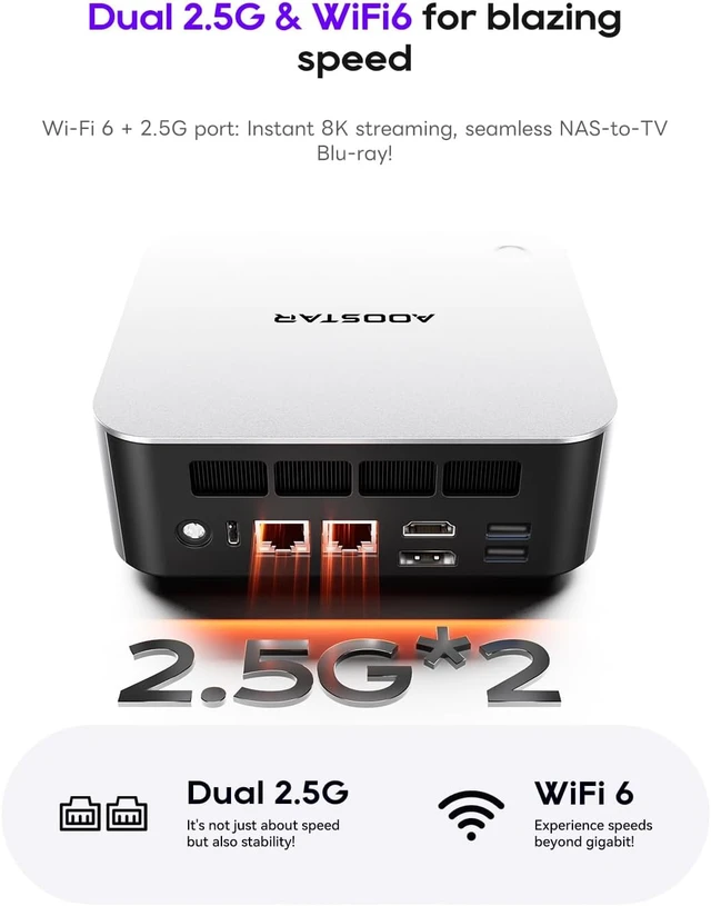 Alt view image 5 of 7 - AOOSTAR MACO 470 Mini PC, AMD Ryzen AI 9 HX 470, 32GB LPDDR5-8000 RAM, No SSD, Radeon 890M, OCuLink, Dual USB4, Triple M.2, Dual 2.5G LAN, WiFi 7