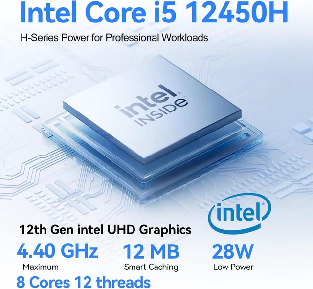Alt view image 3 of 7 - LP5C Mini PC Intel Core i5-12450H(Low power),16GB RAM 512GB SSD