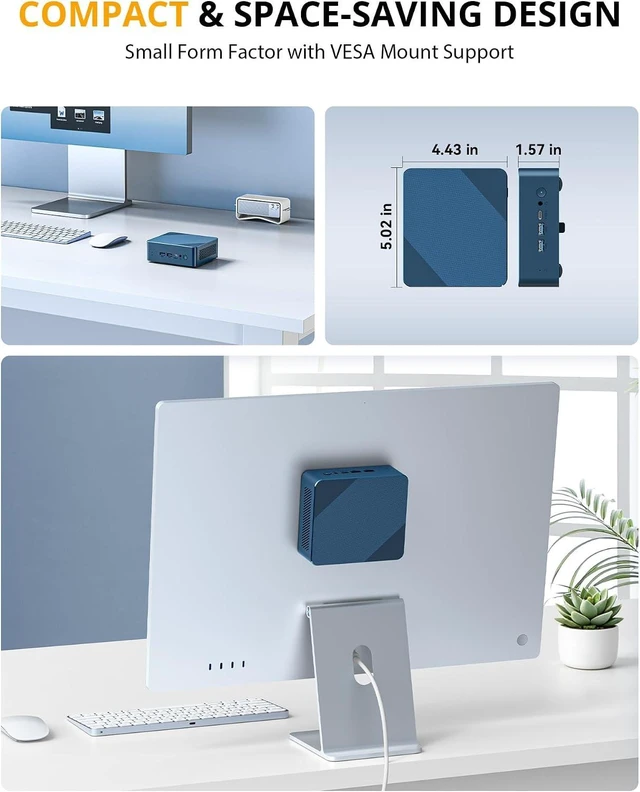 Alt view image 6 of 7 - Glorlin Mini PC, Ryzen 5 3500U, 8GB RAM/256GB SSD, WiFi6 BT5.3, Gigabit LAN