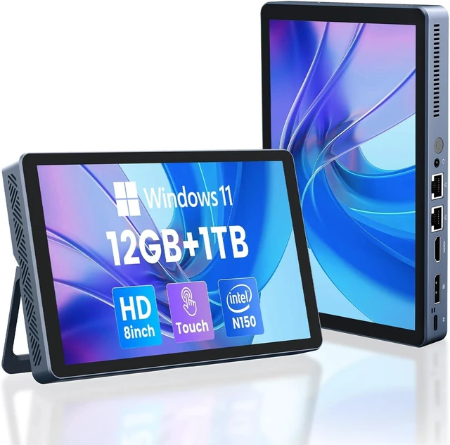 Main image of Mini PC N150 (up to 3.6GHz) 12GB RAM DDR5 1TB SSD Win 11 Pro Desktop Computer with LCD Screen, 4K@60Hz Dual 1000M LAN, Full-Featured USB-C WiFi 6 BT5.2 HDMI Desktop