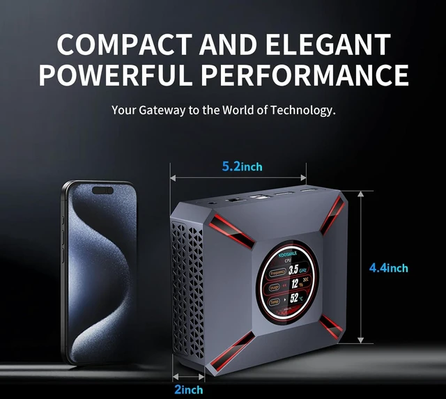 Alt view image 2 of 7 - Mini PC Win11 Pro, Mini Computers Core i9-12900HK (14C/20T, up to 5.0GHz) 32GB DDR4,DP/HDMI 8K/4K,1TB PCIe 3.0 SSD, WiFi 6, BT 5.2 Desktop Computers for Office & Business(32GB+1TB)