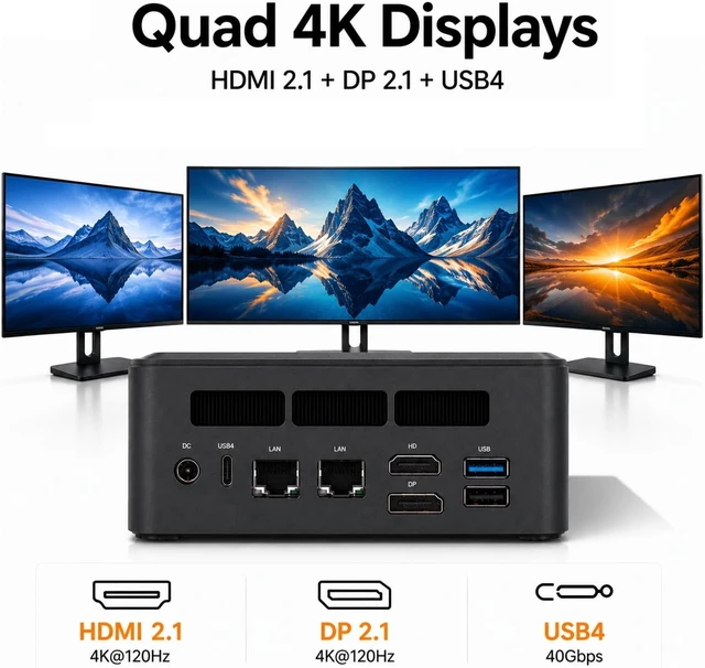 Alt view image 5 of 7 - TOPCtec TA1 AI Mini PC, AMD Ryzen AI 9 365(10-Core 20-Thread,Up to 5.0GHz)