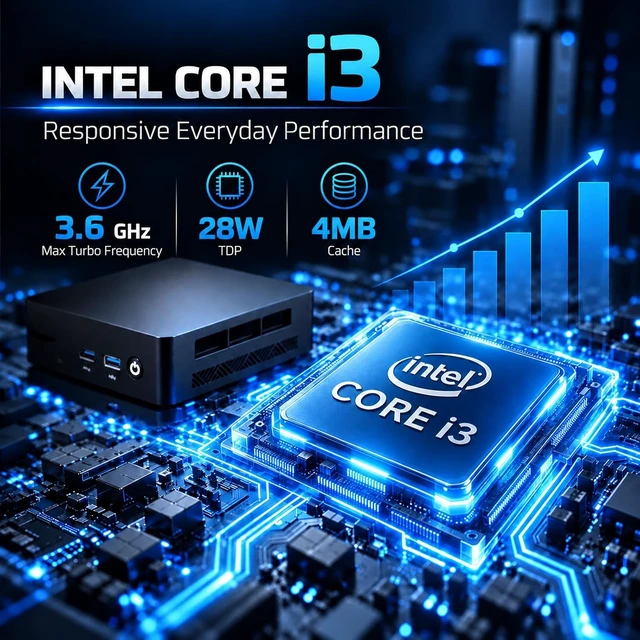 Alt view image 3 of 7 - Mini PC Computer Windows 11 Intel Core i3 Processor(Up to 3.6GHz)