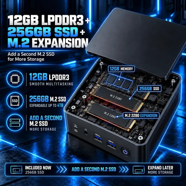 Alt view image 4 of 7 - Mini PC Computer Windows 11 Intel Core i3 Processor(Up to 3.6GHz)
