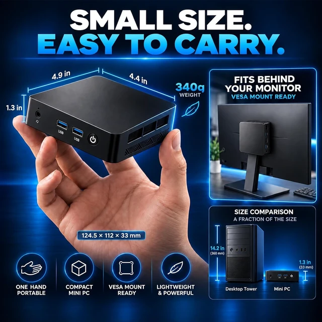 Alt view image 6 of 7 - Mini PC Computer Windows 11 Intel Core i3 Processor(Up to 3.6GHz)