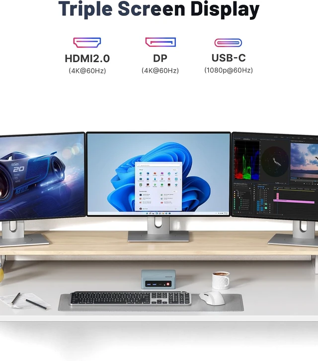 Alt view image 2 of 7 - Mini PC Desktop Computer for Wireless Office with Ryzen 5 3501U