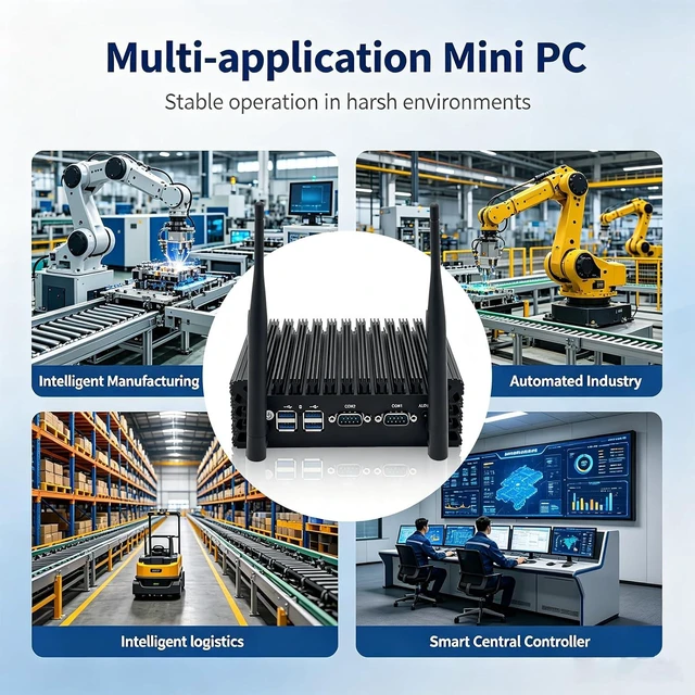 Alt view image 4 of 7 - Fanless Mini PC 8GB 128GB Dual COM Dual LAN HD VGA 24/7 Operation