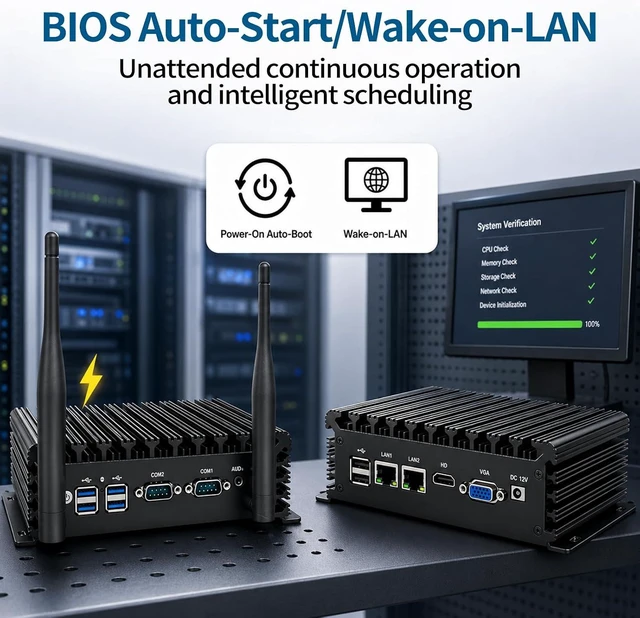 Alt view image 5 of 7 - Fanless Mini PC 8GB 128GB Dual COM Dual LAN HD VGA 24/7 Operation
