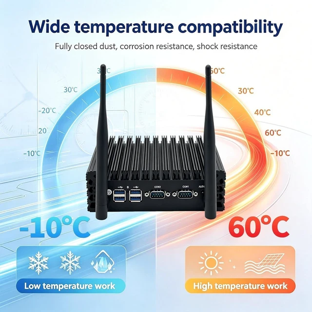 Alt view image 7 of 7 - Fanless Mini PC 8GB 128GB Dual COM Dual LAN HD VGA 24/7 Operation