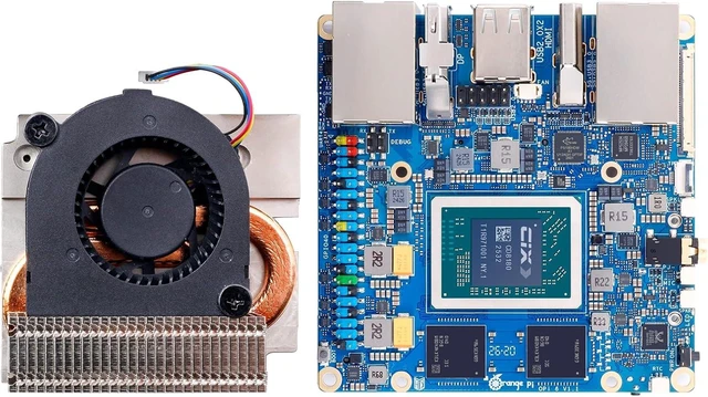 Alt view image 2 of 7 - Orange Pi 6 16GB RAM LPDDR5 12 Core 64 Bit Single Board Computer, CIX SoC 45TOPS AI NPU Mini PC Run Linux, Android, Windows, ROS2 OS with Heat Dissipation Assembly with Cooling Fan