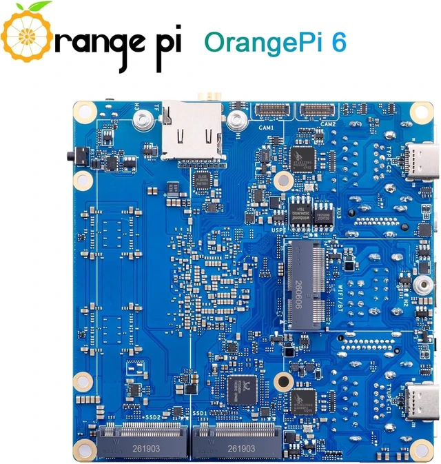 Alt view image 6 of 7 - Orange Pi 6 16GB RAM LPDDR5 12 Core 64 Bit Single Board Computer, CIX SoC 45TOPS AI NPU Mini PC Run Linux, Android, Windows, ROS2 OS with Heat Dissipation Assembly with Cooling Fan