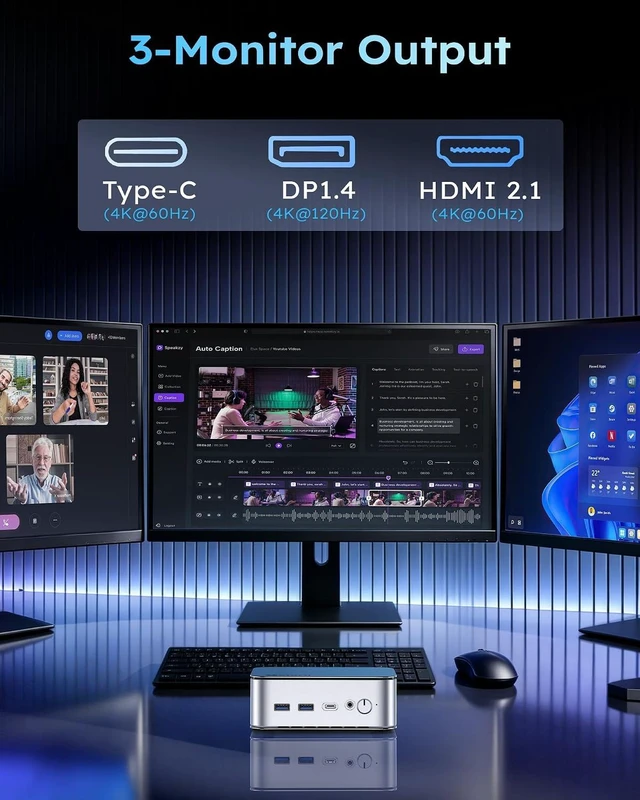 Alt view image 5 of 7 - Getorli i5-13420H Mini PC, 16GB DDR4 512G SSD, Triple Display Small Desktop